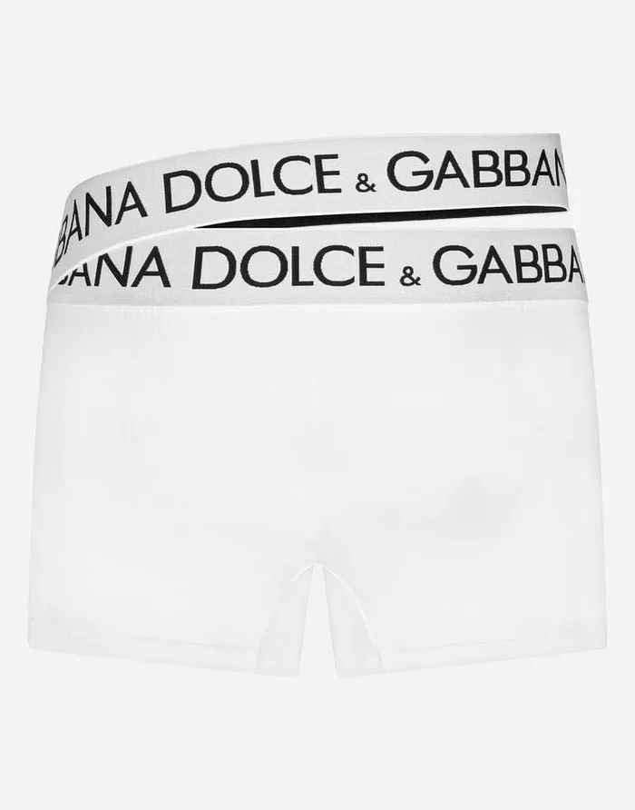 Dolce and Gabbana Underwear And Loungewear Men Twowaystretch Jersey Boxers With Double Waistband White Dolce and Gabbana Underwear And Loungewear Men Twowaystretch Jersey Boxers With Double Waistband White