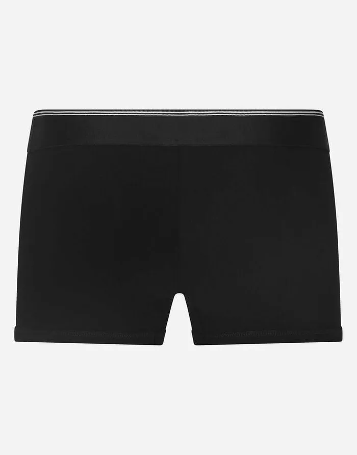 Dolce and Gabbana Underwear And Loungewear Men Twowaystretch Jersey Boxers With Patch Black Dolce and Gabbana Underwear And Loungewear Men Twowaystretch Jersey Boxers With Patch Black