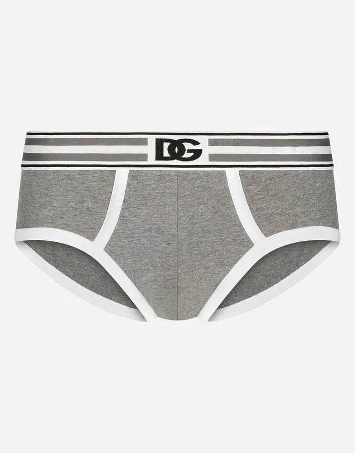 Dolce and Gabbana Underwear And Loungewear Men Twoway Stretch Jersey Brando Briefs With DG Logo Grey Dolce and Gabbana Underwear And Loungewear Men Twoway Stretch Jersey Brando Briefs With DG Logo Grey