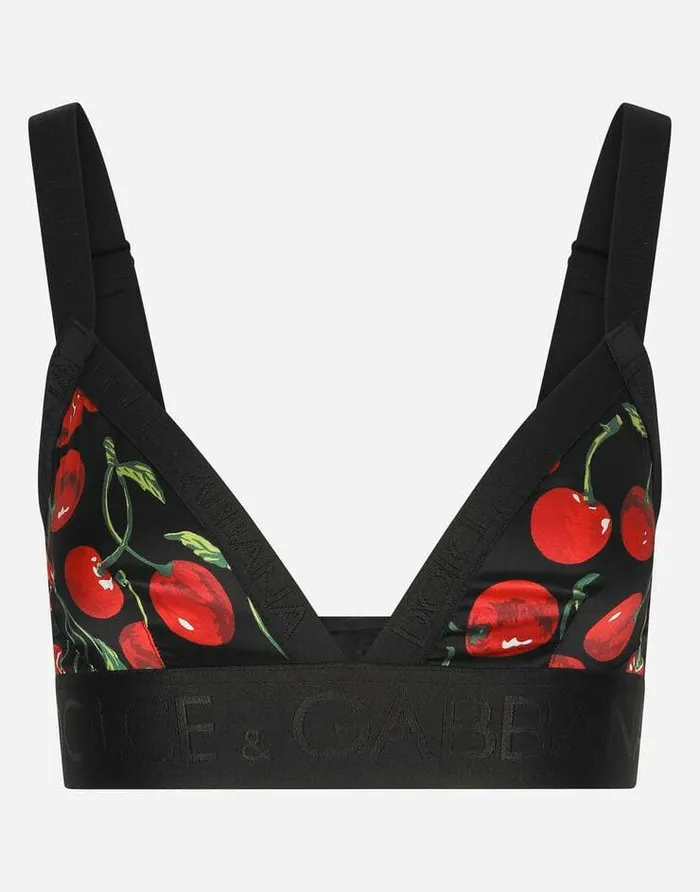 Dolce and Gabbana Underwear Women Cherryprint Satin Bra Multicolor