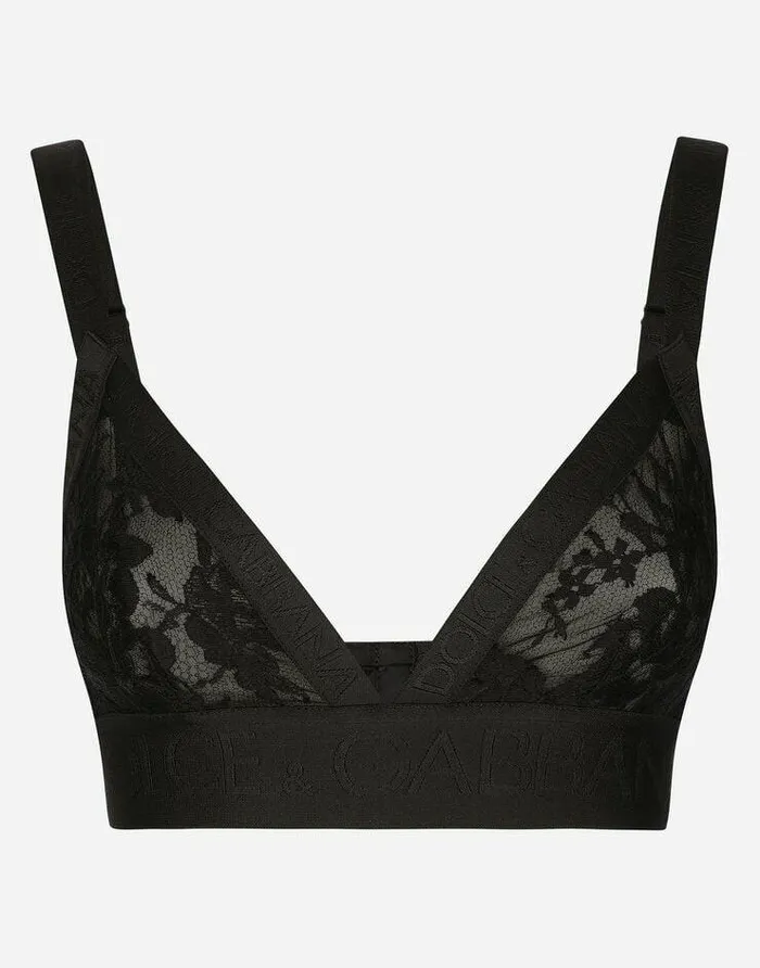Dolce and Gabbana Underwear Women Lace Triangle Bra Black