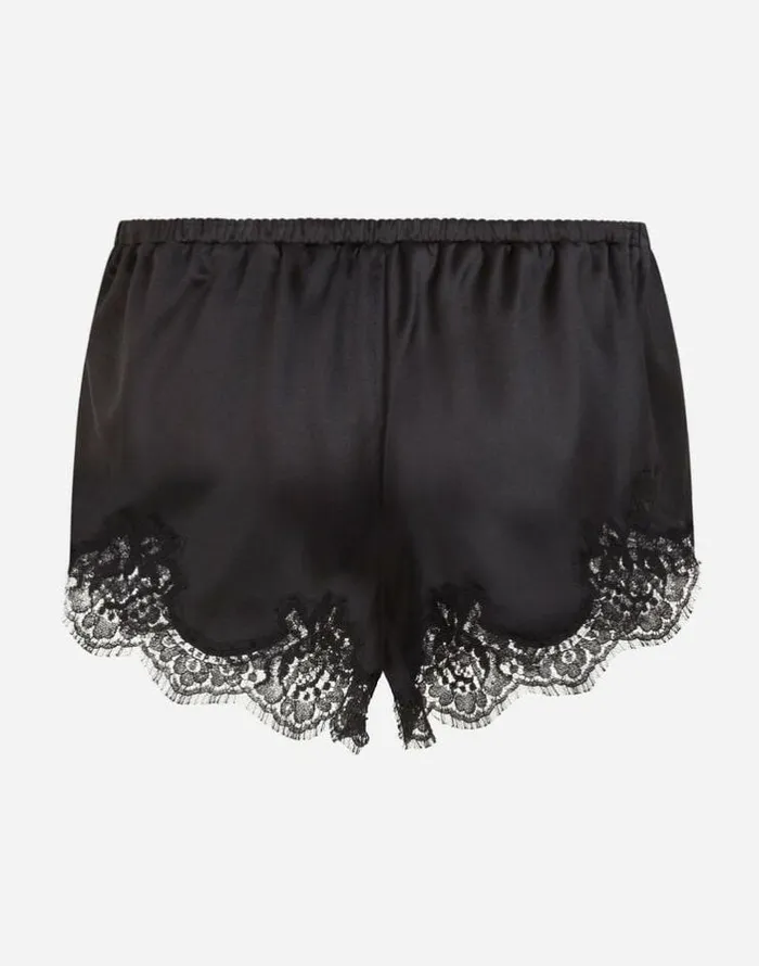 Dolce and Gabbana Underwear Women Satin Lingerie Shorts With Lace Detailing Black Dolce and Gabbana Underwear Women Satin Lingerie Shorts With Lace Detailing Black