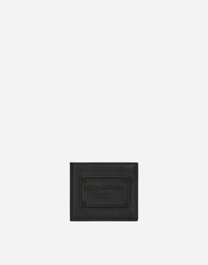Dolce and Gabbana Wallets And Small Leather Goods Men Calfskin Bifold Wallet With Raised Logo Black Dolce and Gabbana Wallets And Small Leather Goods Men Calfskin Bifold Wallet With Raised Logo Black