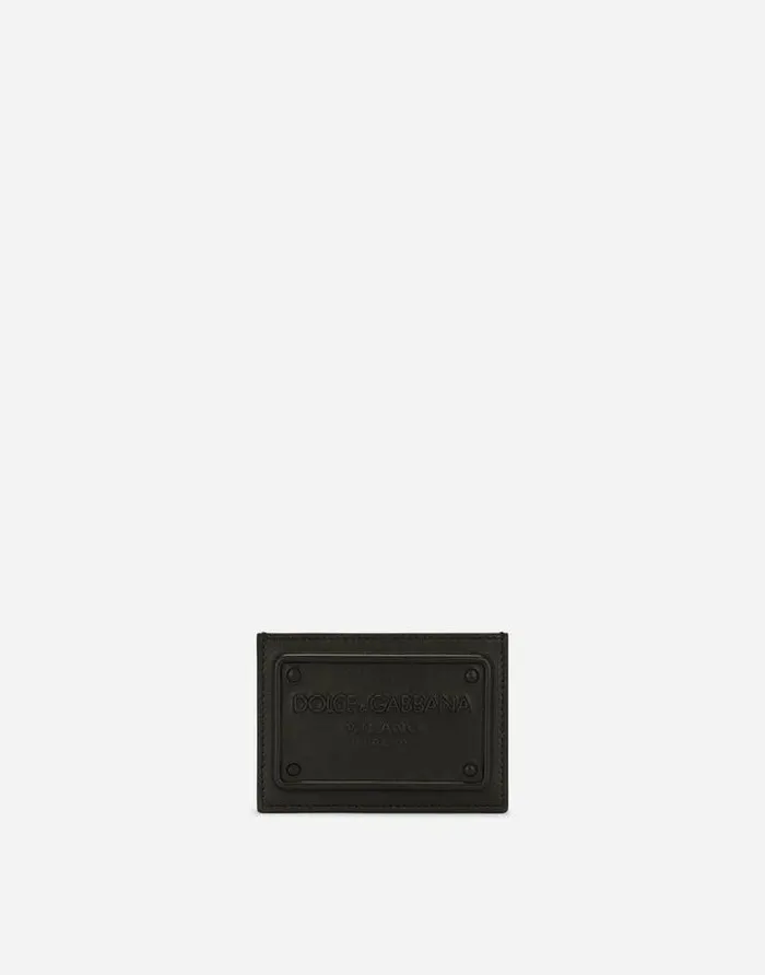 Dolce and Gabbana Wallets And Small Leather Goods Men Calfskin Card Holder With Raised Logo Black Dolce and Gabbana Wallets And Small Leather Goods Men Calfskin Card Holder With Raised Logo Black