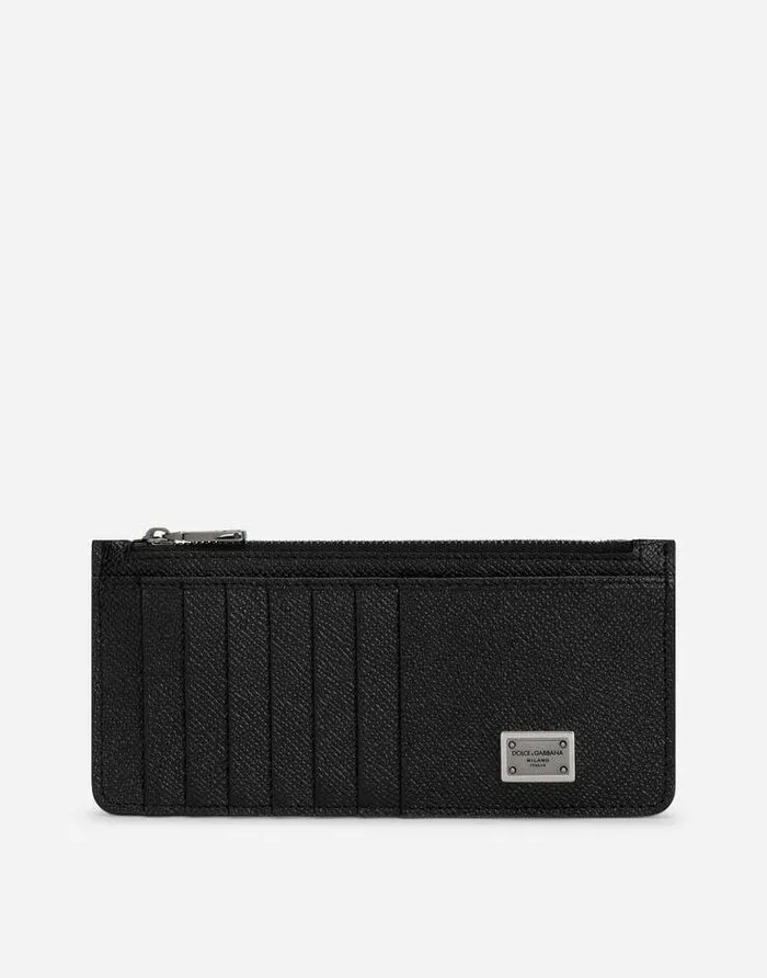 Dolce and Gabbana Wallets And Small Leather Goods Men Calfskin Vertical Card Holder With Logo Tag Black Dolce and Gabbana Wallets And Small Leather Goods Men Calfskin Vertical Card Holder With Logo Tag Black