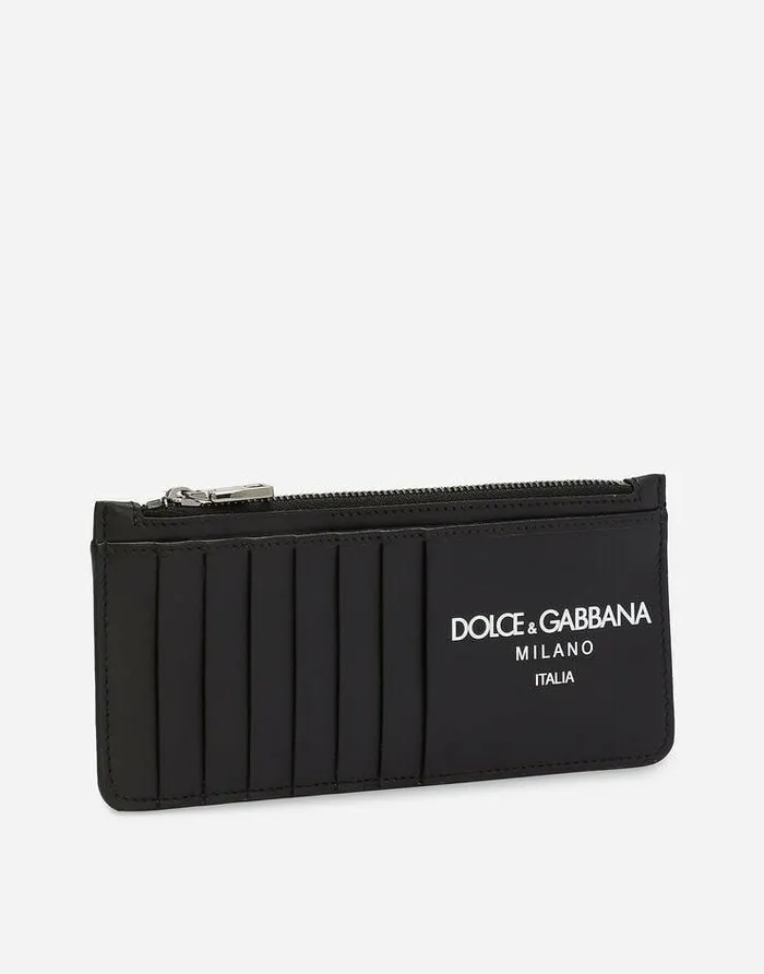Dolce and Gabbana Wallets And Small Leather Goods Men Vertical Calfskin Card Holder With Logo Multicolor Dolce and Gabbana Wallets And Small Leather Goods Men Vertical Calfskin Card Holder With Logo Multicolor