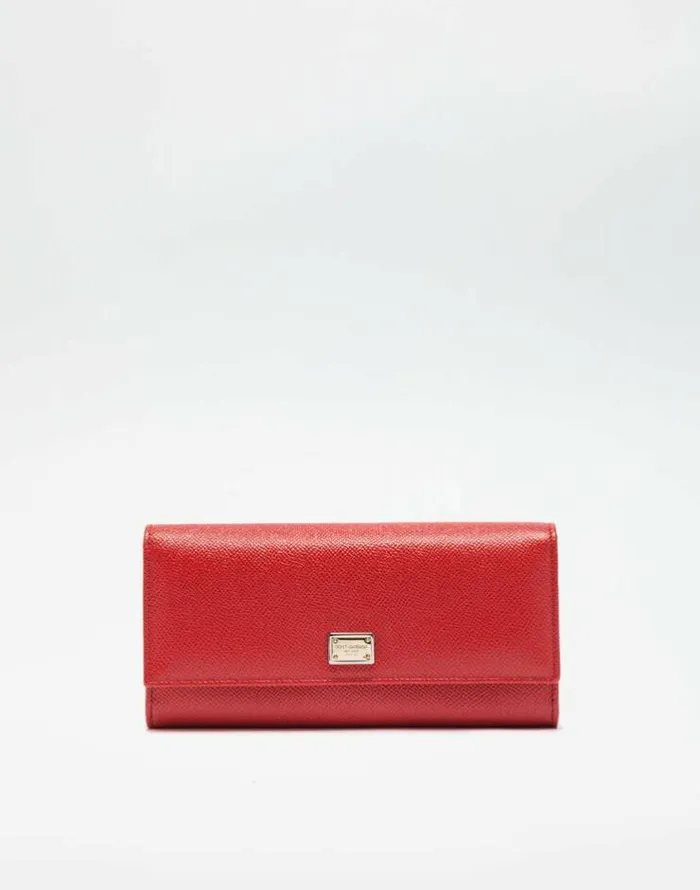 Dolce and Gabbana Wallets And Small Leather Goods Women Continental Wallet In Dauphine Leather Red Dolce and Gabbana Wallets And Small Leather Goods Women Continental Wallet In Dauphine Leather Red