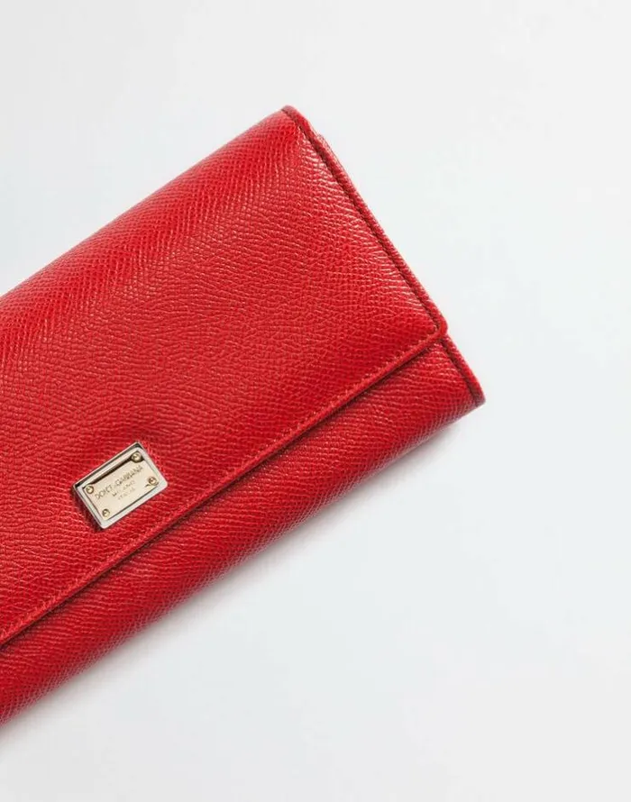 Dolce and Gabbana Wallets And Small Leather Goods Women Continental Wallet In Dauphine Leather Red Dolce and Gabbana Wallets And Small Leather Goods Women Continental Wallet In Dauphine Leather Red