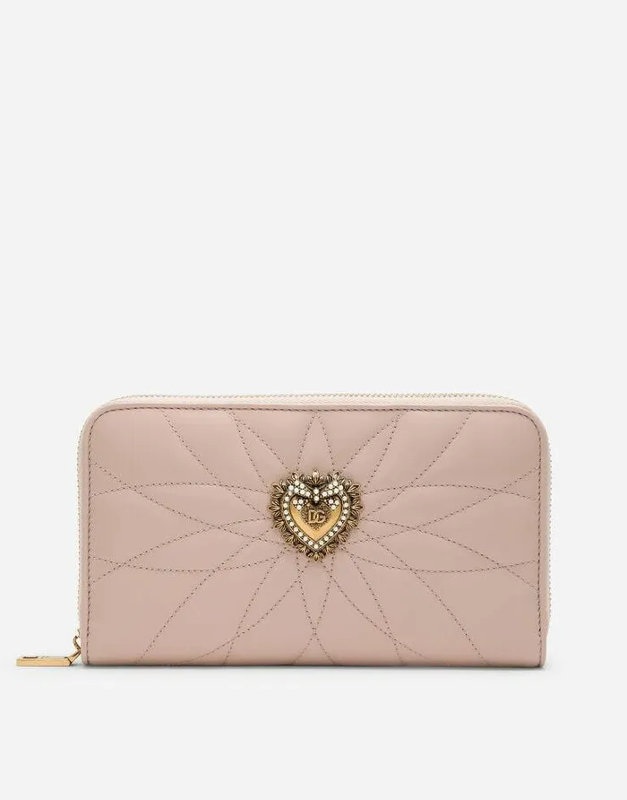 Dolce and Gabbana Wallets And Small Leather Goods Women Ziparound Devotion Wallet In Nappa Leather Pale Pink Dolce and Gabbana Wallets And Small Leather Goods Women Ziparound Devotion Wallet In Nappa Leather Pale Pink