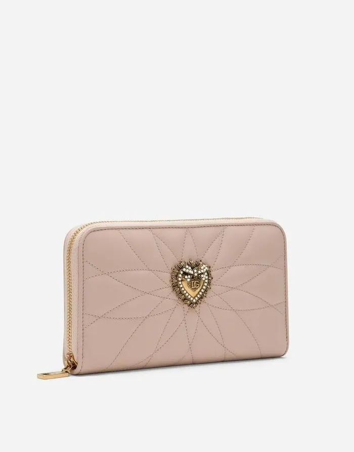 Dolce and Gabbana Wallets And Small Leather Goods Women Ziparound Devotion Wallet In Nappa Leather Pale Pink