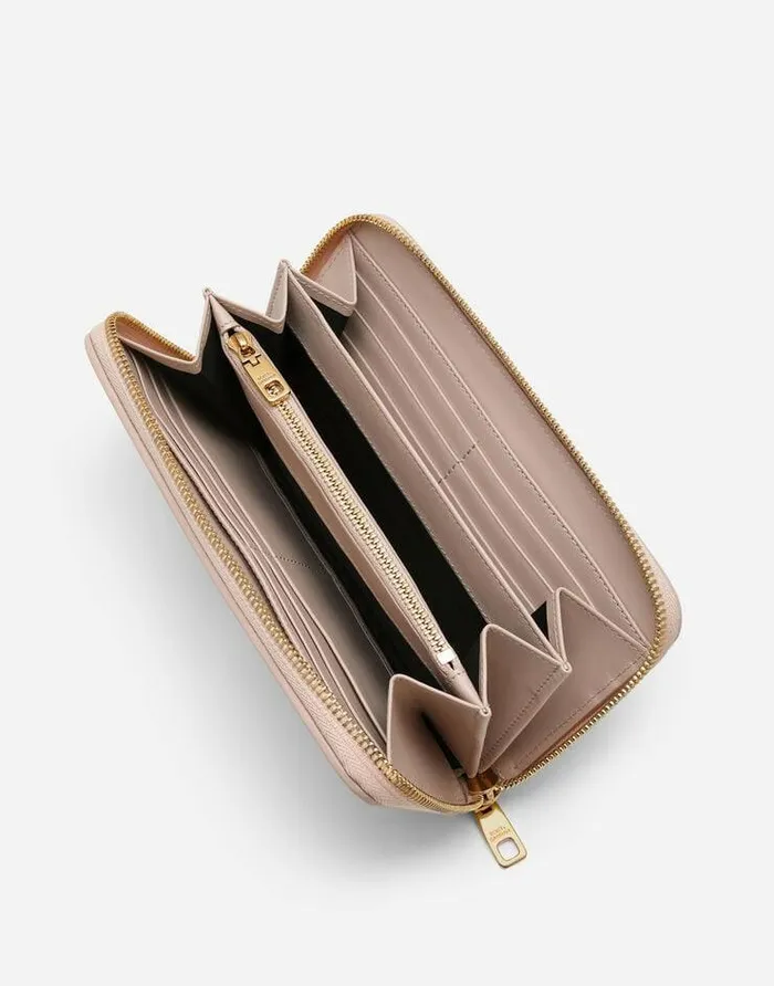 Dolce and Gabbana Wallets And Small Leather Goods Women Ziparound Devotion Wallet In Nappa Leather Pale Pink