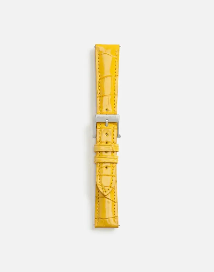 Dolce and Gabbana WatchesandStraps Women Alligator Strap With Buckle And Hook In Steel Yellow Dolce and Gabbana WatchesandStraps Women Alligator Strap With Buckle And Hook In Steel Yellow