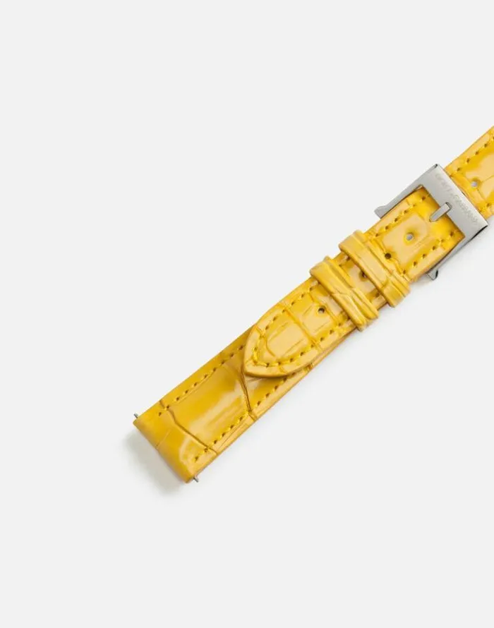 Dolce and Gabbana WatchesandStraps Women Alligator Strap With Buckle And Hook In Steel Yellow Dolce and Gabbana WatchesandStraps Women Alligator Strap With Buckle And Hook In Steel Yellow