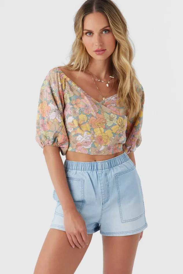 DORIAN JANIS FLORAL TOP Silver Blue Women O039NEILL Collections