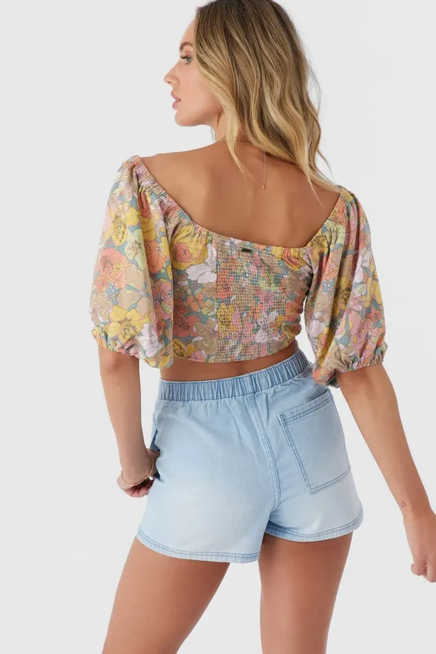DORIAN JANIS FLORAL TOP Silver Blue Women O039NEILL Collections