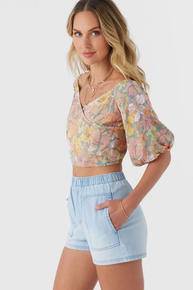DORIAN JANIS FLORAL TOP Silver Blue Women O039NEILL Collections