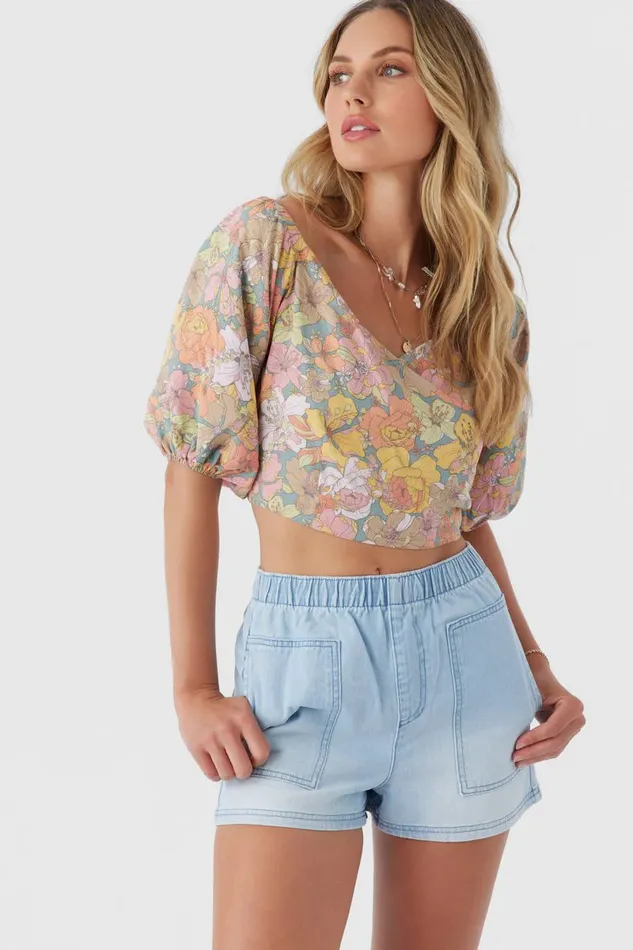 DORIAN JANIS FLORAL TOP Silver Blue Women O039NEILL Collections
