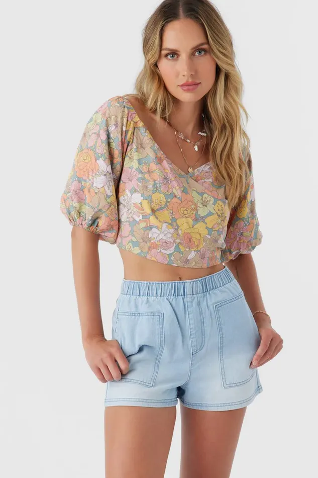 DORIAN JANIS FLORAL TOP Silver Blue Women O039NEILL Collections