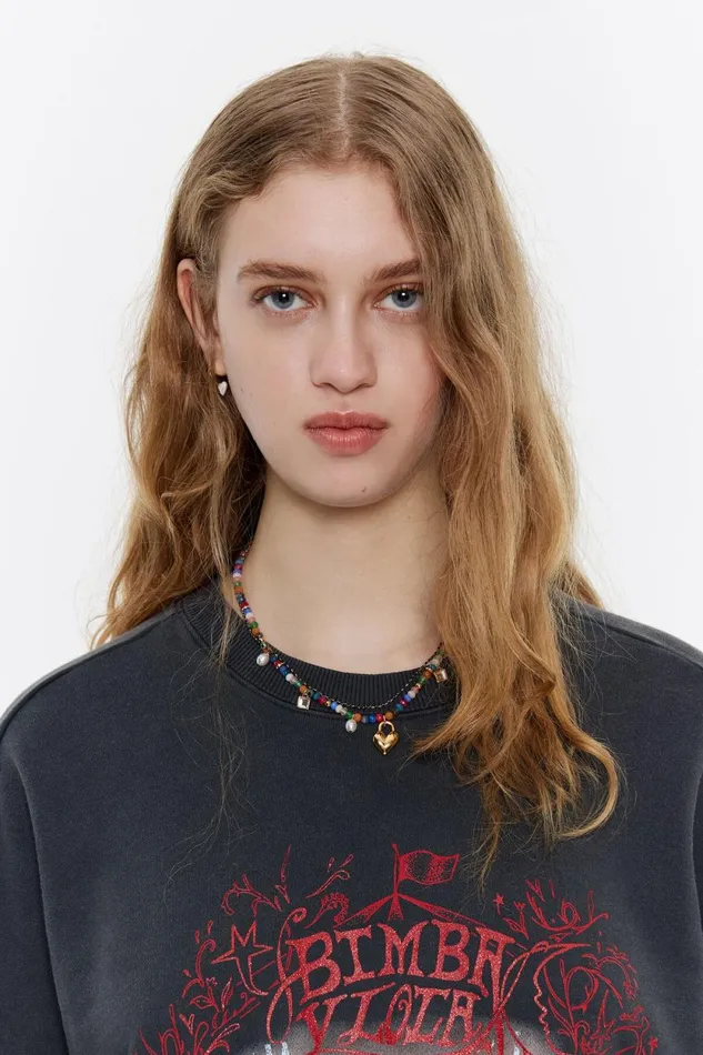 Doubleheart Necklace With Multicolor Stones Gold Women Bimba Y Lola Jewelry