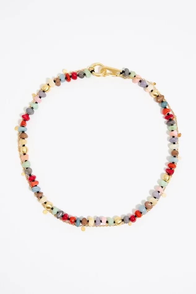 Doublelayer Necklace With Gold Chain And Stones Dark Red Women Bimba Y Lola Jewelry Doublelayer Necklace With Gold Chain And Stones Dark Red Women Bimba Y Lola Jewelry