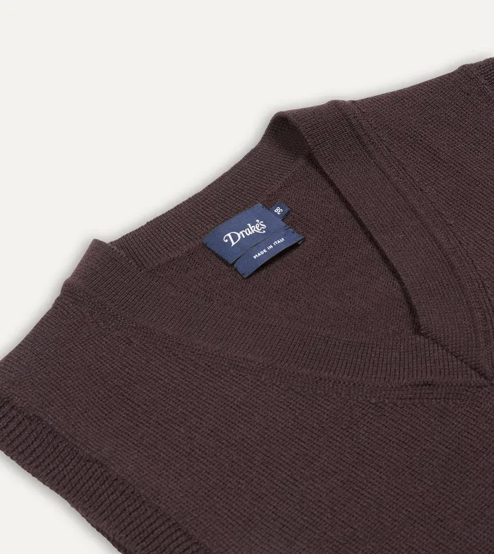 Drake039s Brown Merino Wool Knitted Vest 8211 Clothing