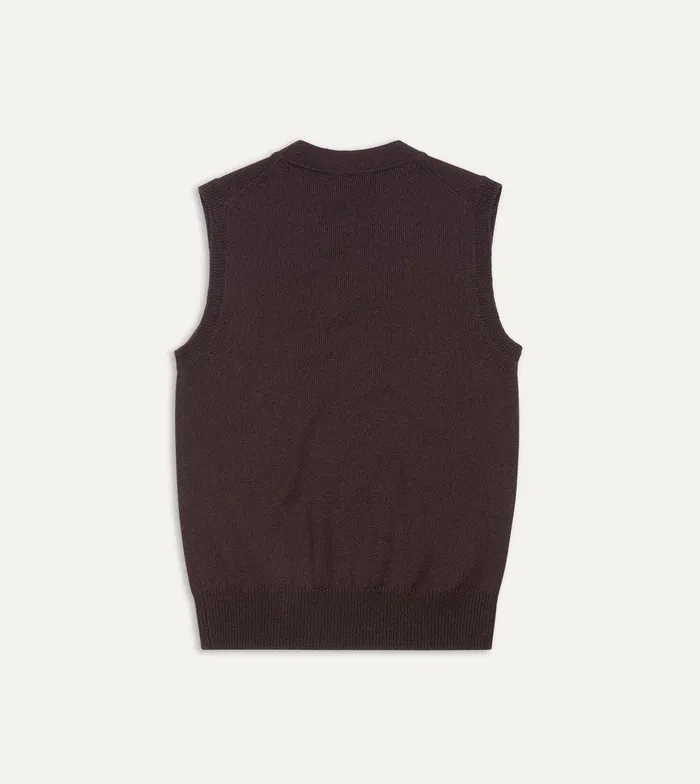 Drake039s Brown Merino Wool Knitted Vest 8211 Clothing