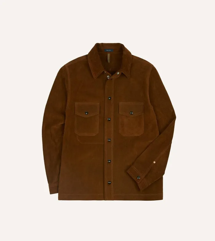 Drake039s Brown Roughout Suede Overshirt 8211 ClothingShirts