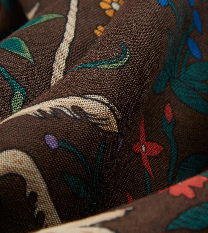 Drake039s Brown Unicorn Print WoolSilk Square Scarf 8211 Accessories