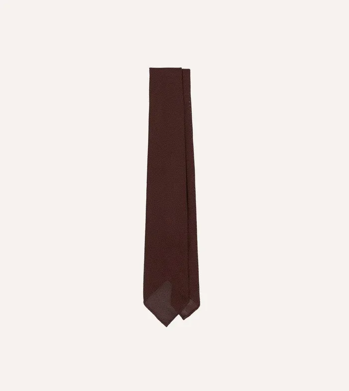 Drake039s Burgundy Fine Woven Grenadine Silk Hand Rolled Tie 8211 Ties