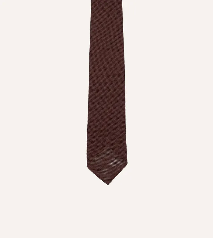 Drake039s Burgundy Fine Woven Grenadine Silk Hand Rolled Tie 8211 Ties