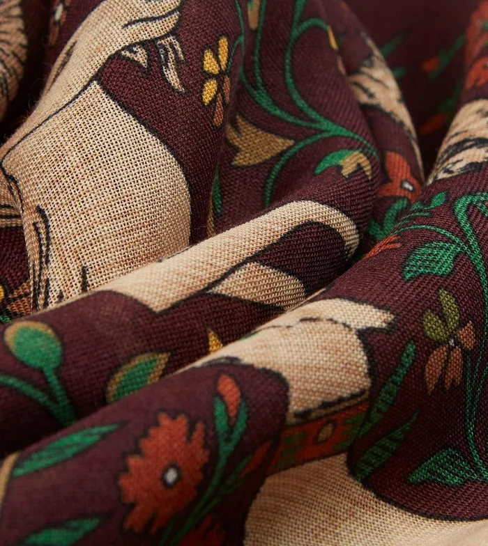 Drake039s Burgundy Unicorn Print WoolSilk Square Scarf 8211 Accessories