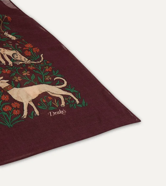 Drake039s Burgundy Unicorn Print WoolSilk Square Scarf 8211 Accessories