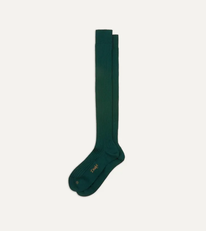 Drake039s Dark Green Wool OvertheCalf Socks 8211 Accessories
