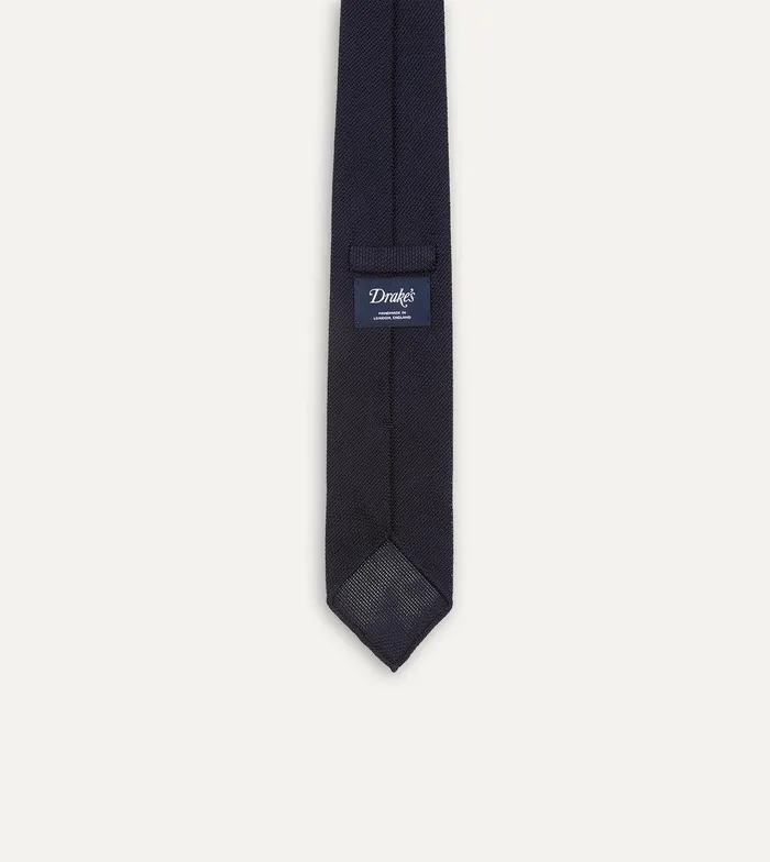 Drake039s Dark Navy Fine Woven Grenadine Silk Hand Rolled Tie 8211 Ties