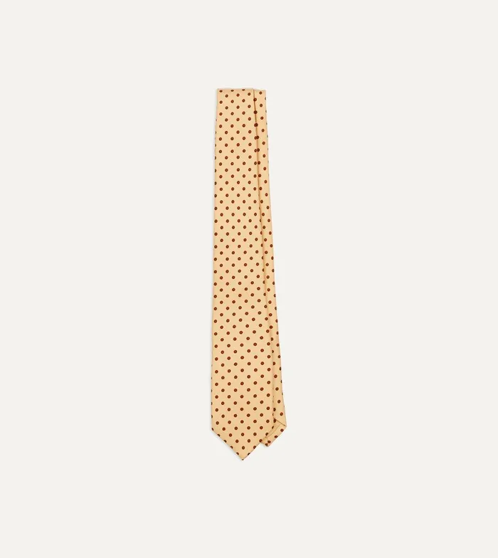 Drake039s Gold Circular Dot Silk Self Tipped Tie 8211 Ties