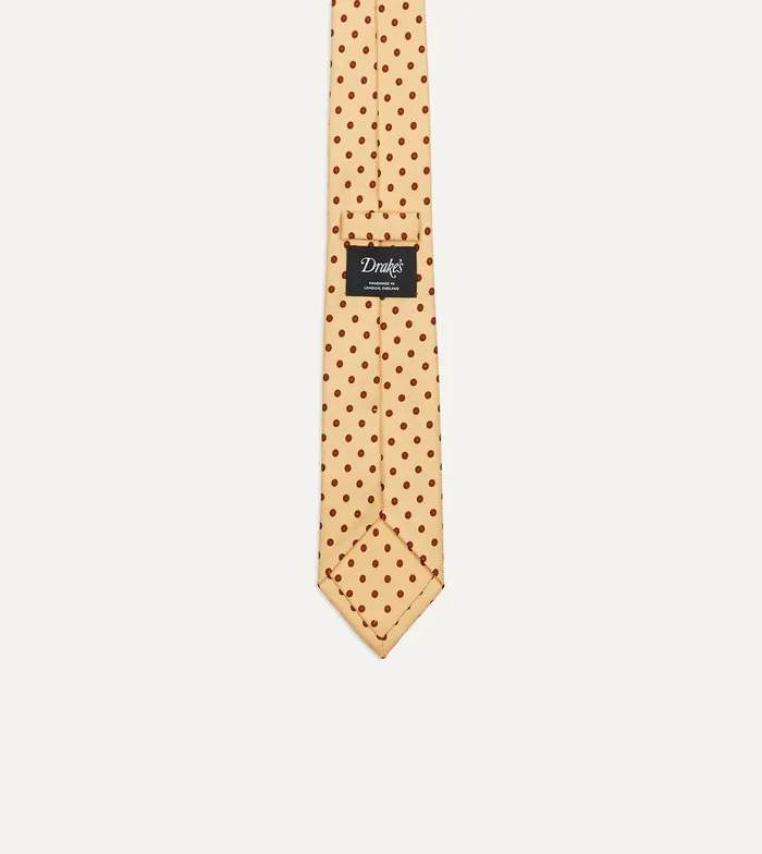 Drake039s Gold Circular Dot Silk Self Tipped Tie 8211 Ties