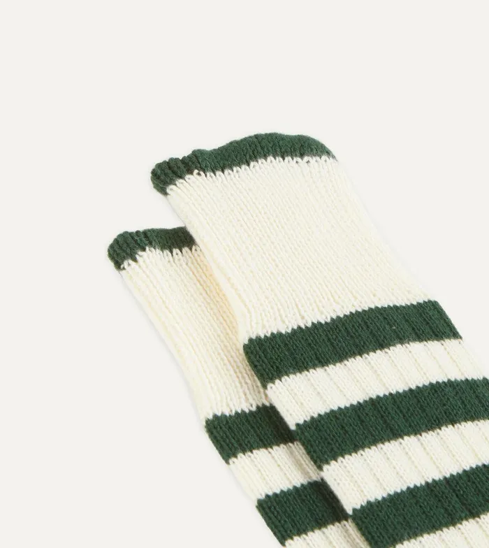 Drake039s Green And Ecru Heavy Striped Sport Socks 8211 Accessories