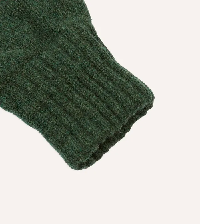 Drake039s Green Lambswool Knitted Gloves 8211 Accessories