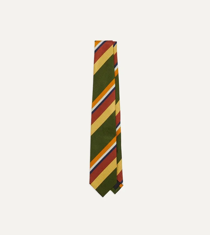 Drake039s Green Multi Stripe Silk Tipped Tie 8211 Ties