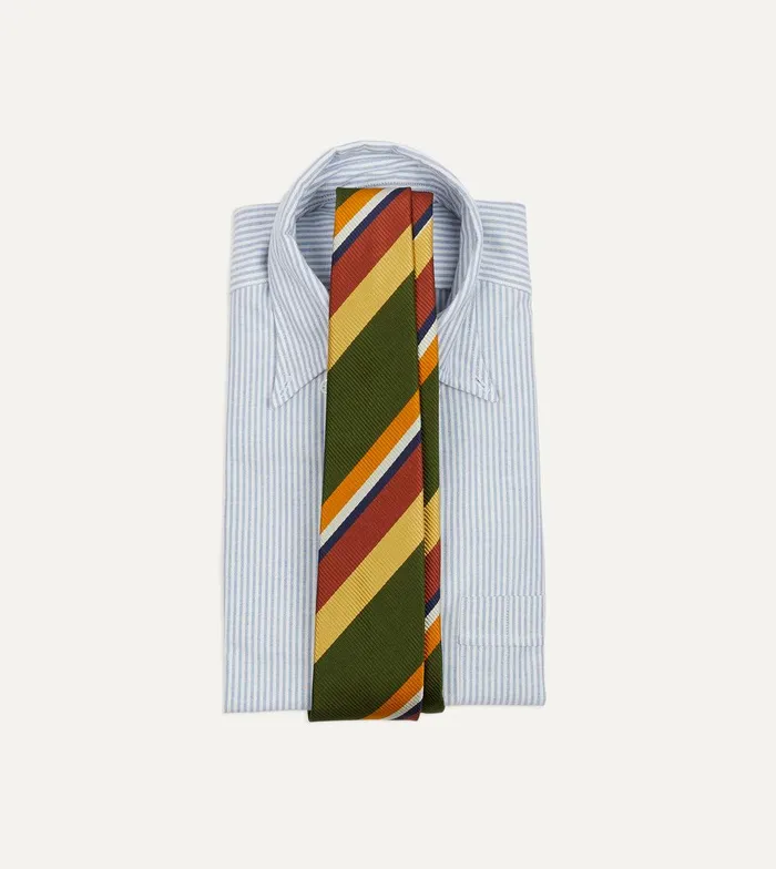 Drake039s Green Multi Stripe Silk Tipped Tie 8211 Ties