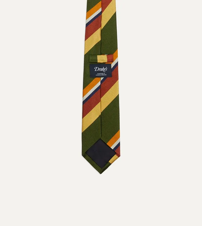 Drake039s Green Multi Stripe Silk Tipped Tie 8211 Ties