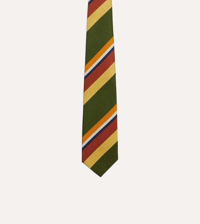 Drake039s Green Multi Stripe Silk Tipped Tie 8211 Ties