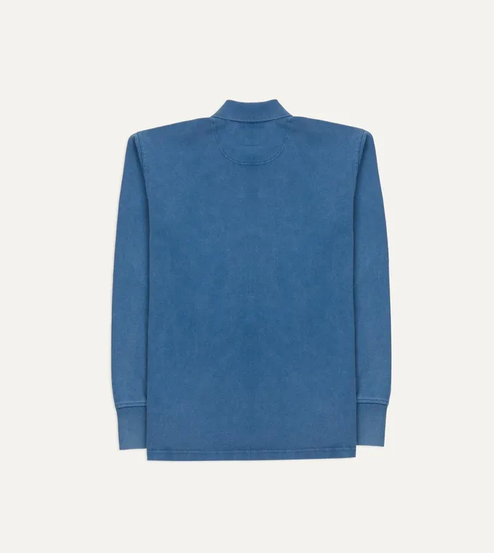 Drake039s Indigo Cotton Jersey LongSleeve Polo Shirt 8211 Clothing