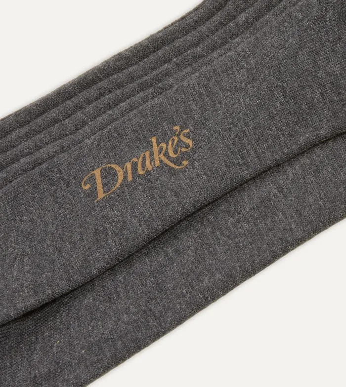 Drake039s MidGrey Cotton OvertheCalf Socks 8211 Accessories