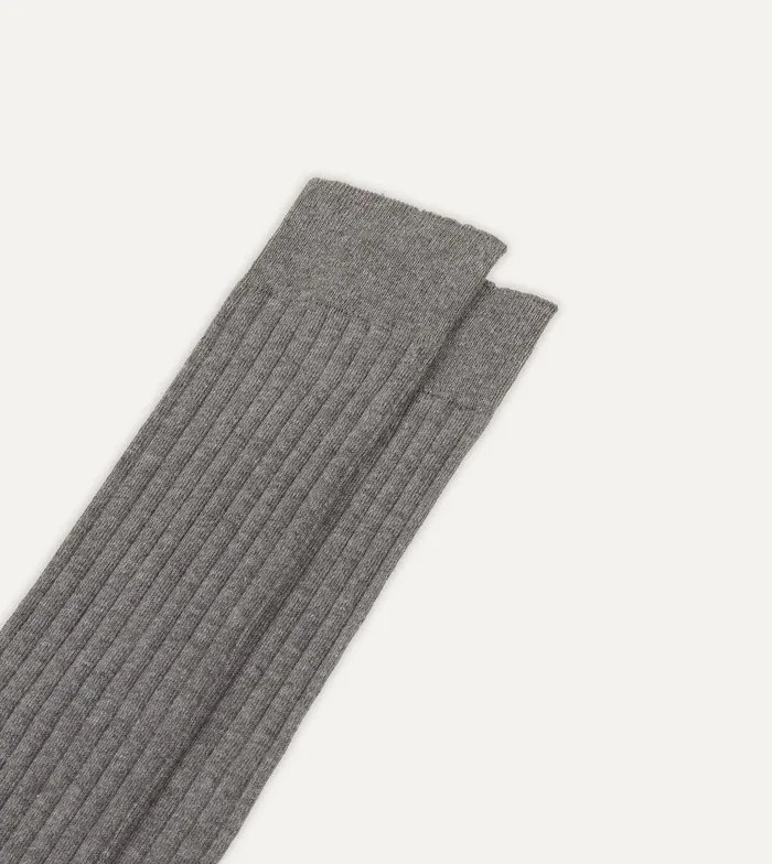 Drake039s MidGrey Cotton OvertheCalf Socks 8211 Accessories