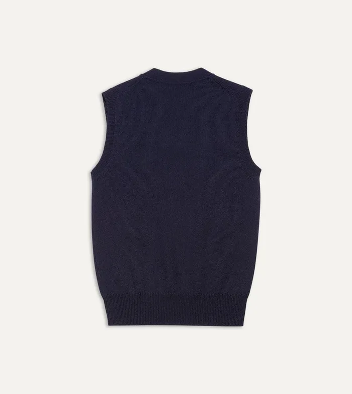 Drake039s Navy Merino Wool Knitted Vest 8211 Clothing