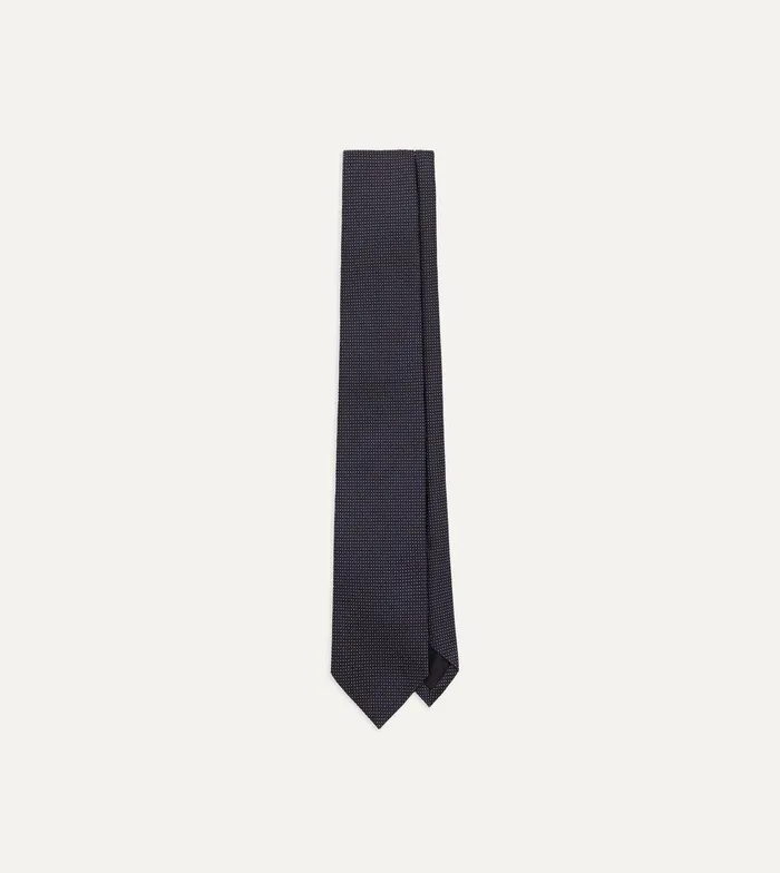Drake039s Navy Micro Polka Dot Embroidered Tipped Tie 8211 Ties