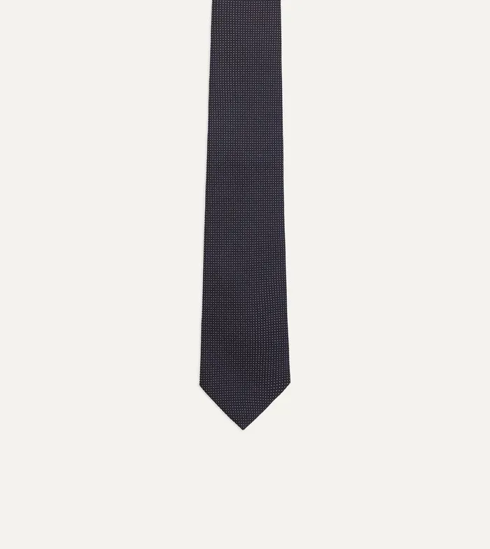 Drake039s Navy Micro Polka Dot Embroidered Tipped Tie 8211 Ties