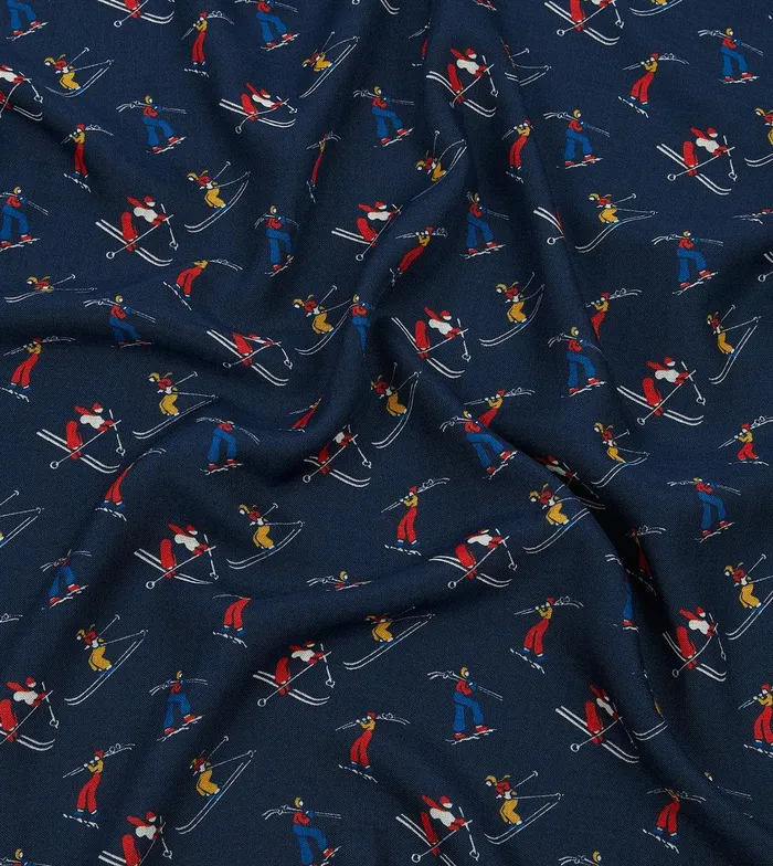 Drake039s Navy Skier Print WoolSilk Bandana 8211 Accessories