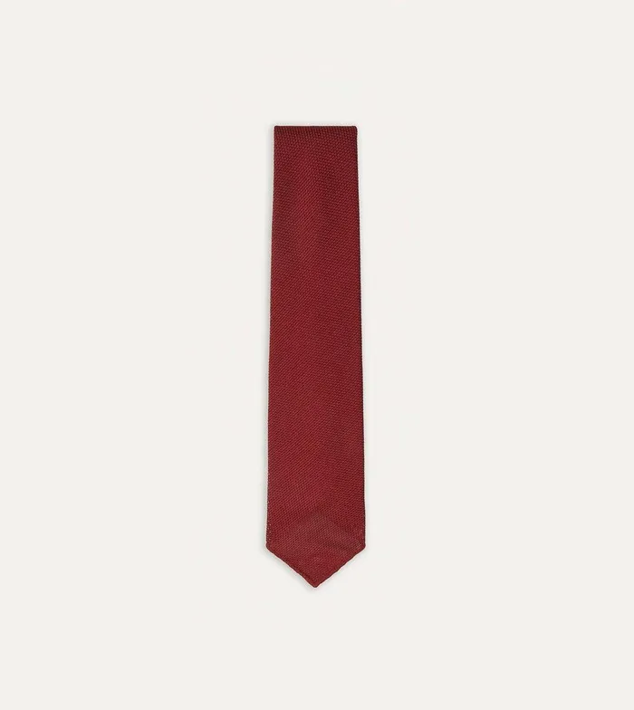 Drake039s Red Fine Woven Grenadine Silk Hand Rolled Tie 8211 Ties